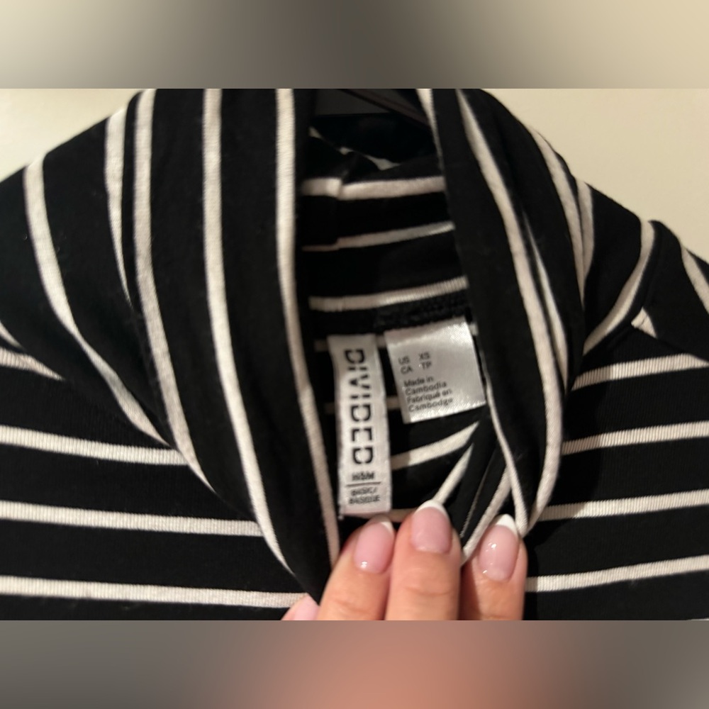 Black and White Striped Turtleneck - Picture 4 of 5
